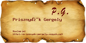 Prisznyák Gergely névjegykártya
